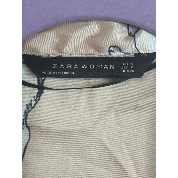 Zara cat print silky ‘fashion pajama’ blogger favorite blouse top, size small - Picture 7 of 16